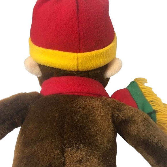 Vintage Curious George Soft Plush Monkey Large 24" Winter Hat & Scarf - Picture 12 of 16